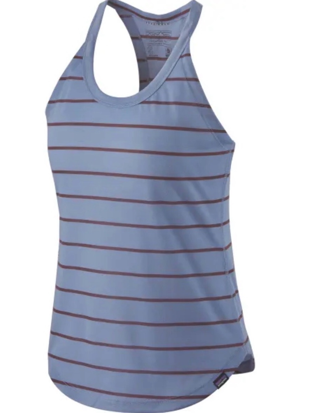 Patagonia Light Blue Striped Racerback Tank with Brown Stripes